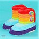 Booties boots Teddy rainbow plush booties boots for street, boots boots of the pompon yarn, booties boots plush from Marifeli (Marifetly), rainbow
