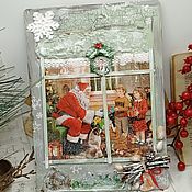 Картины и панно handmade. Livemaster - original item New Year`s panel decoupage. Handmade.