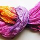 Tippet batik crinkled Japanese Azalea silk 100% silk 100% silk Fair masters Handmade Womens scarf Gift woman Scarf scarves Batik stole Purple Orange Solovyev
