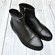 Men's ankle boots, made of genuine leather, with fur, with brogation, Ankle boot, St. Petersburg,  Фото №1