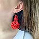 Красные серьги сутаж. Серьги классические. Annka Soutache Украшения из сутажа. Ярмарка Мастеров.  Фото №6