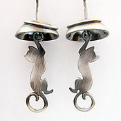 Серебряные серьги с янтарём серьги из серебра ручной работы серёжки