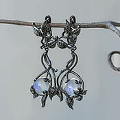 Украшения handmade. Livemaster - original item Ready-made Silver earrings with diamonds and moonstones. Handmade.