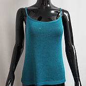 Одежда handmade. Livemaster - original item Knitted silk top with cashmere emerald tank top with straps. Handmade.