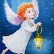 Angel with lantern greeting Card for birthday, Easter souvenirs, St. Petersburg,  Фото №1