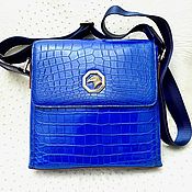 Сумки и аксессуары handmade. Livemaster - original item Men`s bag made of genuine crocodile leather, in bright blue color!. Handmade.