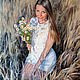 Portrait oil painting on canvas. Girl with daisies, Pictures, Moscow,  Фото №1