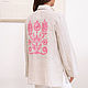 Linen Shirt natural color pink embroidery. Shirts. NATALINI. My Livemaster. Фото №5