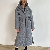 Одежда handmade. Livemaster - original item Insulated coat with a grey hood. Handmade.