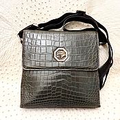Сумки и аксессуары handmade. Livemaster - original item Men`s crossbody bag, made of genuine crocodile leather, gray color.. Handmade.