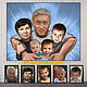 Family cartoon-picture by photo. Gift to the father, father, head of the family, Caricature, Moscow,  Фото №1