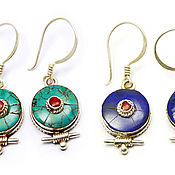 Earrings and pendent with seven natural stones