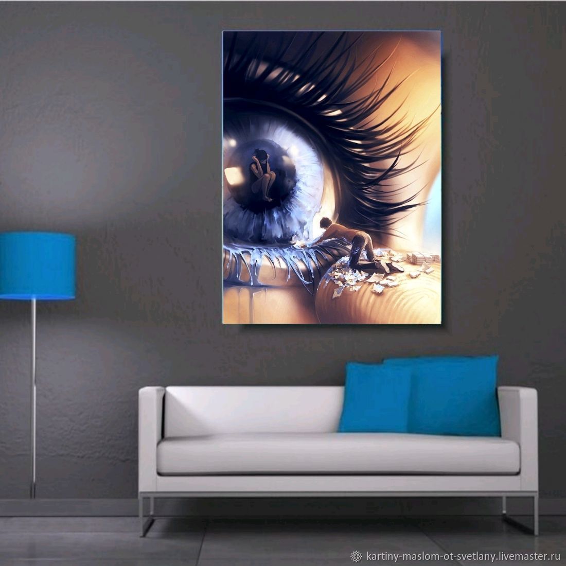 Сюрреализм Современная картина маслом для интерьера комнаты Глаза в ...