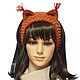Headband with ears Squirrel, knitted hair red, Bandage, Orenburg,  Фото №1