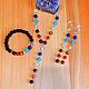 Set chakra Jewelry bracelet earrings beads pendant rosary, Amulet, ,  Фото №1
