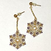 Украшения handmade. Livemaster - original item Snowflake earrings with crystals on a chain. Handmade.