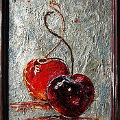 Картины и панно handmade. Livemaster - original item Picture in a frame oil acrylic still life cherries CHERRIES With IMAGINATION. Handmade.