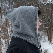 Snood scarf for men knitted from merino wool