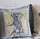 "Great Dane - blue color" / Decorative pillow with hand-painted. Pictures. Handmade studio - Anna Aleskovskaya. Online shopping on My Livemaster.  Фото №2