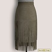 Одежда handmade. Livemaster - original item Magdalena skirt made of genuine suede/leather (any color). Handmade.