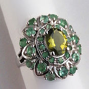 Украшения handmade. Livemaster - original item Emerald ring with chrysolite. Handmade.