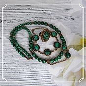 Украшения handmade. Livemaster - original item Malachite jewelry set (necklace bracelet ring). Handmade.