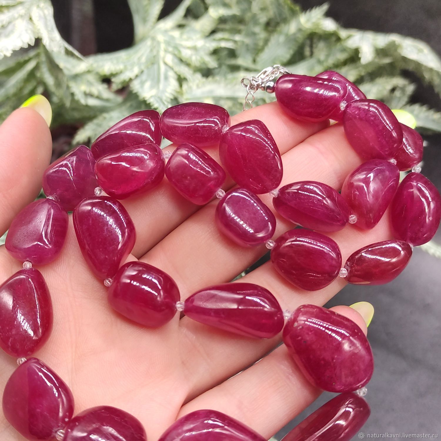 Серебро 925 пр. Великолепные Бусы / Колье Натуральный Рубин купить в ...