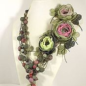 Украшения handmade. Livemaster - original item Morning Forest Rose. Necklace, pendant, three brooches-handmade flower.. Handmade.