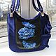 Women's leather bag with suede with painted Blue Flower good Luck and Happiness. Classic Bag. Innela- авторские кожаные сумки на заказ.. Online shopping on My Livemaster.  Фото №2