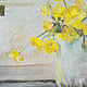 Yellow flowers and a bird, oil painting on canvas, pastel colors. Pictures. myfoxyart (MyFoxyArt). My Livemaster. Фото №4