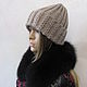 Beanie hat in gray- beige color, half-wool, Caps, Petrozavodsk,  Фото №1