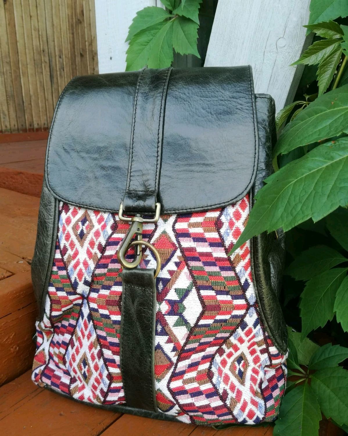 Women's leather ethnic backpack, Backpacks, Mezhdurechensk,  Фото №1