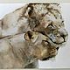 Watercolor painting Wild cats (gray beige brown gift to lions). Pictures. Pastelena. Online shopping on My Livemaster.  Фото №2
