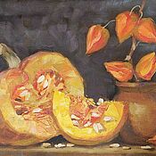 Картины и панно handmade. Livemaster - original item Painting still life with pumpkin. Paintings for the kitchen on the wall 30 by 40 cm. Handmade.