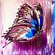 Painting with an interior butterfly. Pink 3D butterfly in the bedroom, Pictures, Moscow,  Фото №1