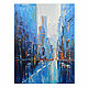 Нью-Йорк картина маслом городской пейзаж город вечер 45х35 см, Картины, Белгород,  Фото №1