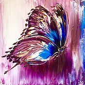 Картины и панно handmade. Livemaster - original item Painting with an interior butterfly. Pink 3D butterfly in the bedroom.. Handmade.
