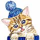  Акварельная картина Рыжий котенок. Новогодние сувениры. Yulia Belasla. Интернет-магазин Ярмарка Мастеров.  Фото №2