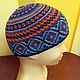 "Марокканка" шапочка с жаккардовым рисунком из хлопка. Шапки. Funny_knit. Интернет-магазин Ярмарка Мастеров.  Фото №2