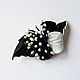 Domino Leather flower brooch black and white with stamens. Brooches. De-Si-Re. Online shopping on My Livemaster.  Фото №2