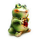 Ceramic figurine 'Frog with beetle'. Figurines. aboka. Online shopping on My Livemaster.  Фото №2