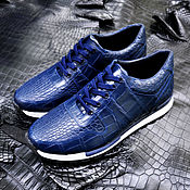 Обувь ручной работы handmade. Livemaster - original item Sneakers made of genuine crocodile leather, in dark blue color!. Handmade.