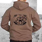 Мужская одежда handmade. Livemaster - original item Men`s zip-up hoodie with pockets, brown bear hoodie. Handmade.