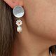 Серьги с жемчугом и ромашкой из перламутра. Серьги классические. Katerina Moroz accessories for you (katerinamoroz). Ярмарка Мастеров.  Фото №6