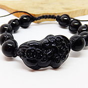 Украшения handmade. Livemaster - original item Shamballa bracelet Black Dragon of Winter (glass). Handmade.