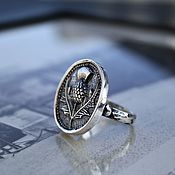 Украшения handmade. Livemaster - original item Silver Thistle Seal Ring. Handmade.