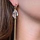 Длинные серьги с горным хрусталем. Серьги классические. Gems & Drops. Интернет-магазин Ярмарка Мастеров.  Фото №2