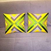 Для дома и интерьера handmade. Livemaster - original item Pillows:Pillow decor (basic tone yellow) in Patchwork style. Handmade.