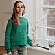 Зелёный свитер с ресничками. Свитеры. il_miosotide. Интернет-магазин Ярмарка Мастеров.  Фото №2