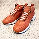 Inflated sneakers made of genuine python leather, in coral color, Sneakers, St. Petersburg,  Фото №1
